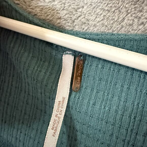 Free People Beach Bound Tank Women M Plunging Tank Top Ocean Blue Boho Babydoll - Picture 3 of 9